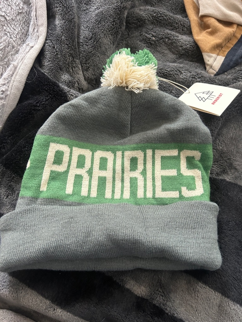 Arborist Prairies Toque - Gray with Green Stripe